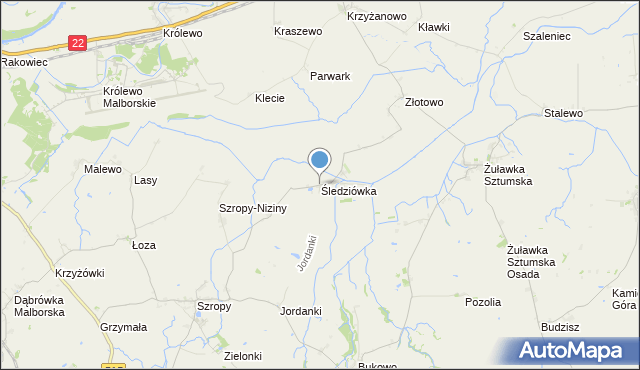 mapa Śledziówka, Śledziówka gmina Stary Targ na mapie Targeo